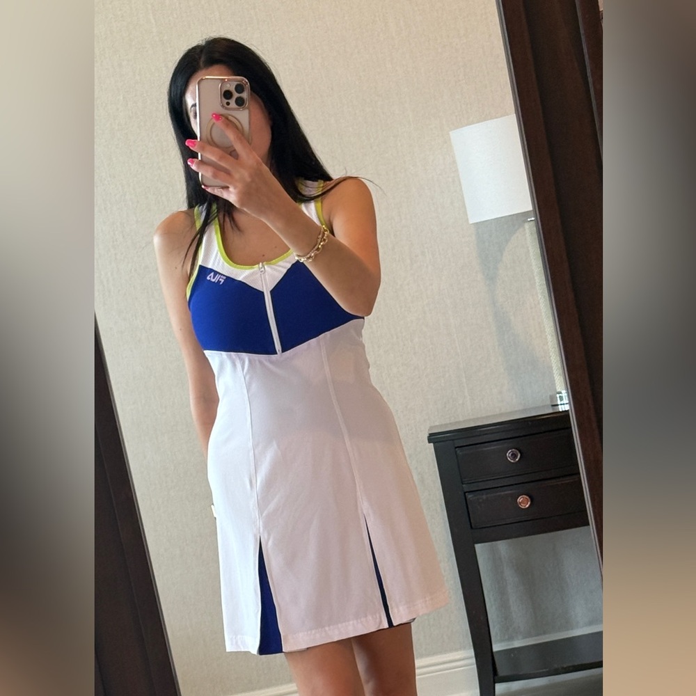 Fila Women's Blue and White Sleeveless Dress